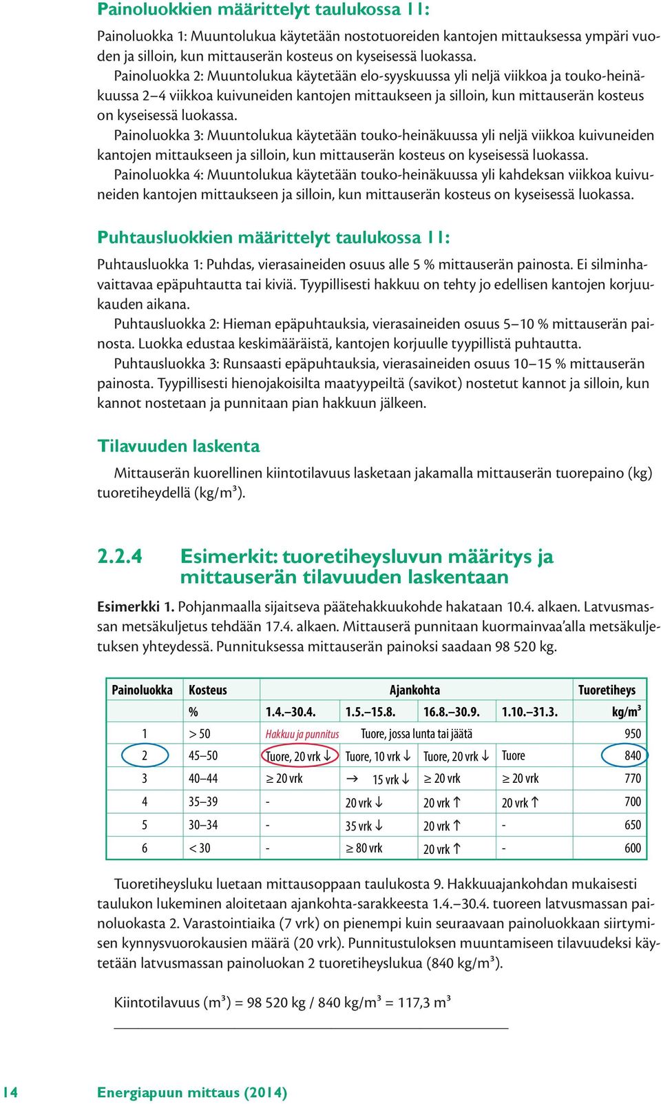 Painoluokka 3: Muuntolukua käytetään touko-heinäkuussa yli neljä viikkoa kuivuneiden kantojen mittaukseen ja silloin, kun mittauserän kosteus on kyseisessä luokassa.