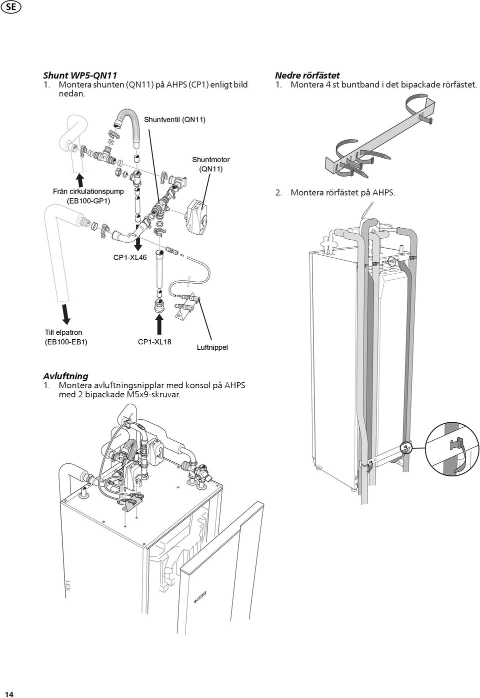 Shuntventil (QN) Shuntmotor (QN) Från cirkulationspump (EB00-GP) LEK 2.