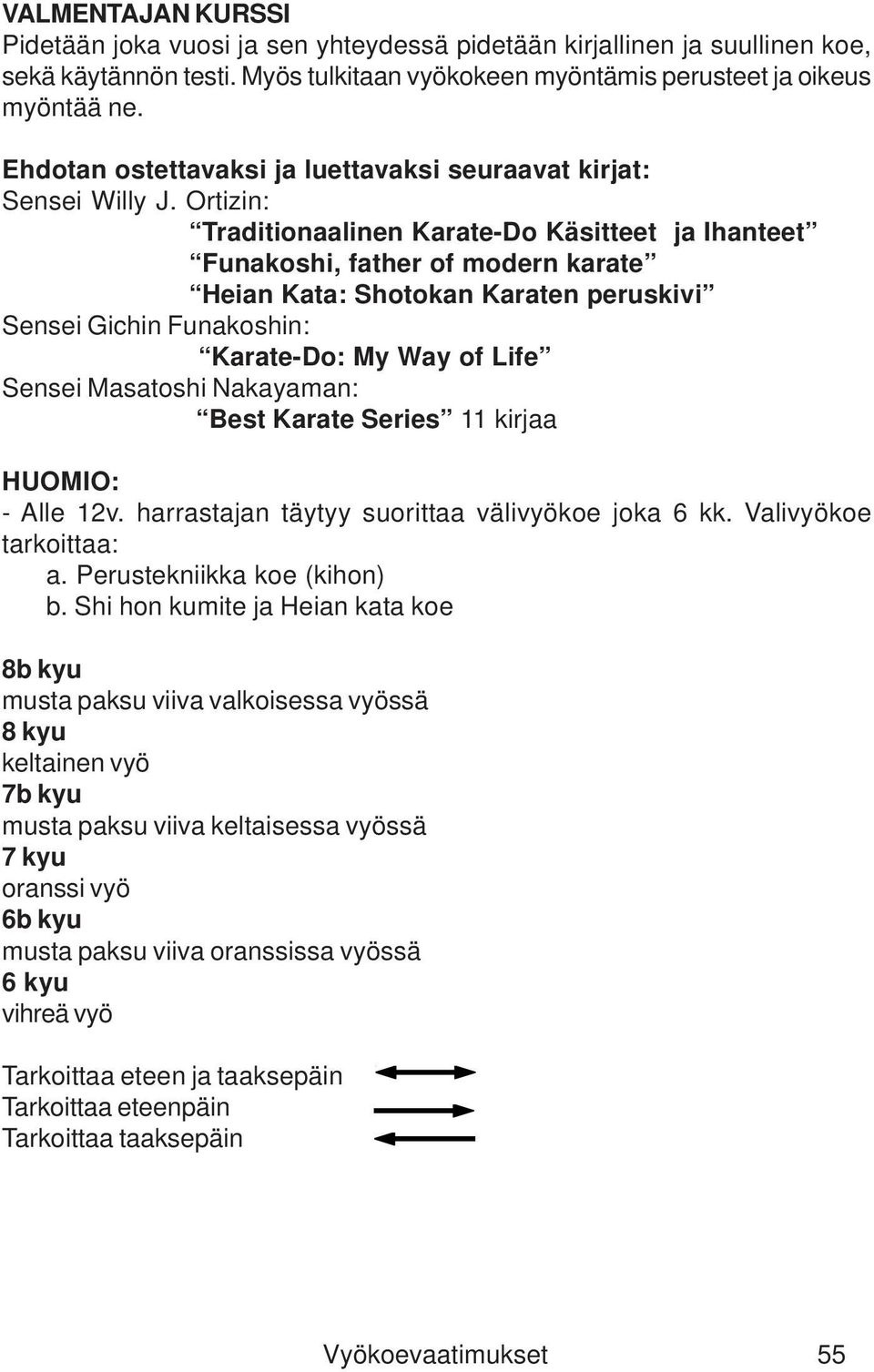 Ortizin: Traditionaalinen Karate-Do Käsitteet ja Ihanteet Funakoshi, father of modern karate Heian Kata: Shotokan Karaten peruskivi Sensei Gichin Funakoshin: Karate-Do: My Way of Life Sensei