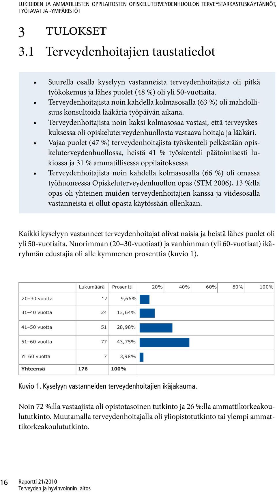 Terveydenhoitajista noin kahdella kolmasosalla (63 %) oli mahdollisuus konsultoida lääkäriä työpäivän aikana.