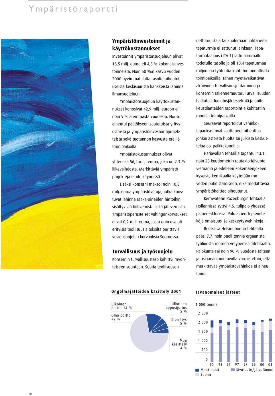 euroon eli noin 9 % aiemmasta vuodesta. Nousu aiheutui päätökseen saatetuista yritysostoista ja ympäristöinvestointiprojekteista sekä tuotannon kasvusta eräillä toimipaikoilla.