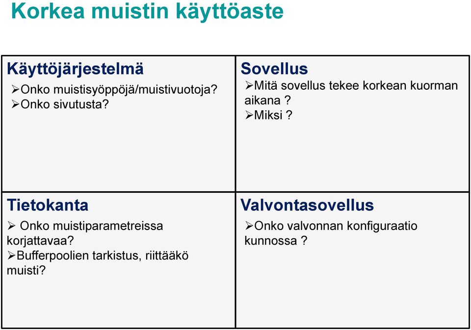 Sovellus Mitä sovellus tekee korkean kuorman aikana? Miksi?