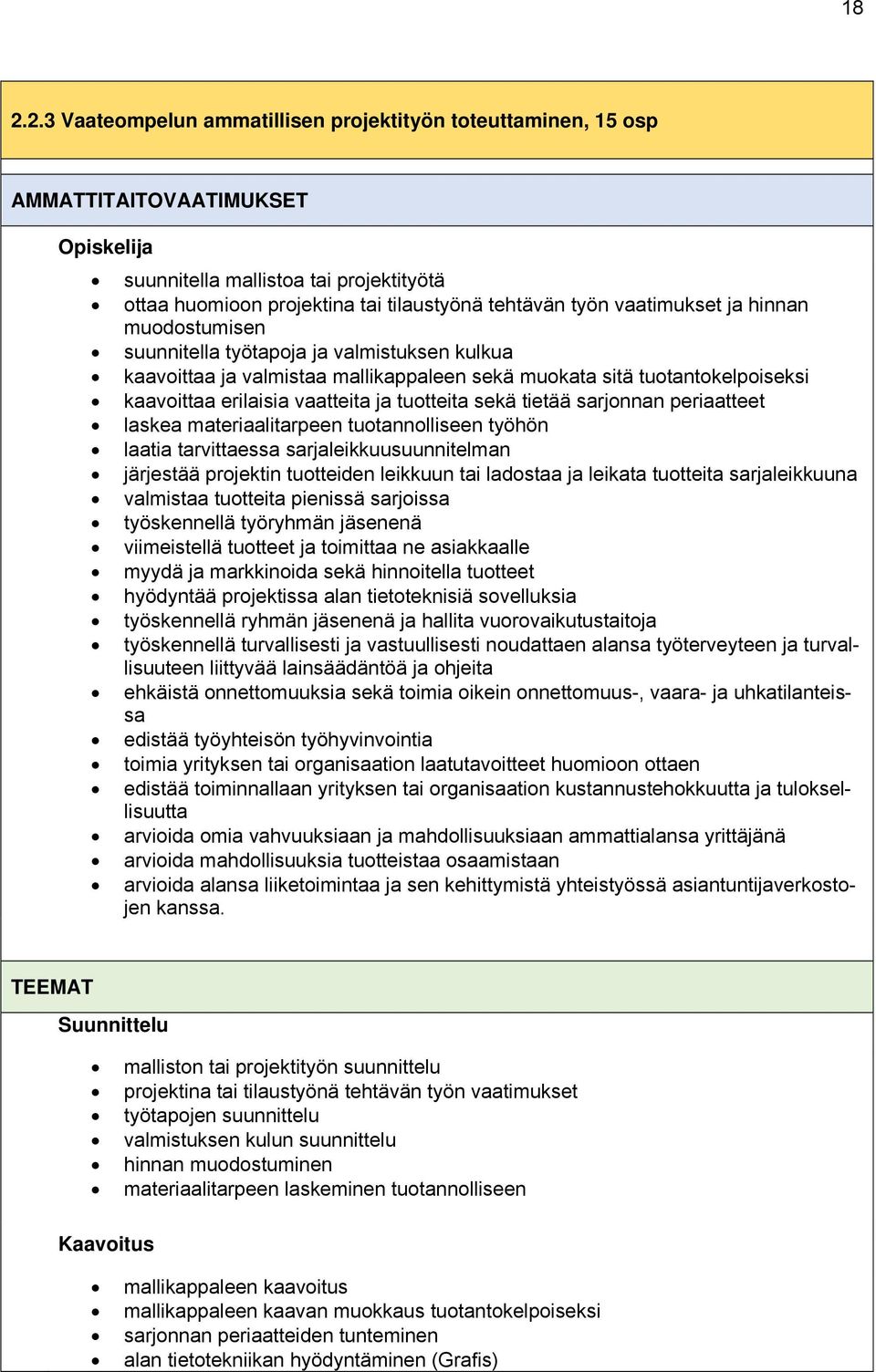 tuotteita sekä tietää sarjonnan periaatteet laskea materiaalitarpeen tuotannolliseen työhön laatia tarvittaessa sarjaleikkuusuunnitelman järjestää projektin tuotteiden leikkuun tai ladostaa ja