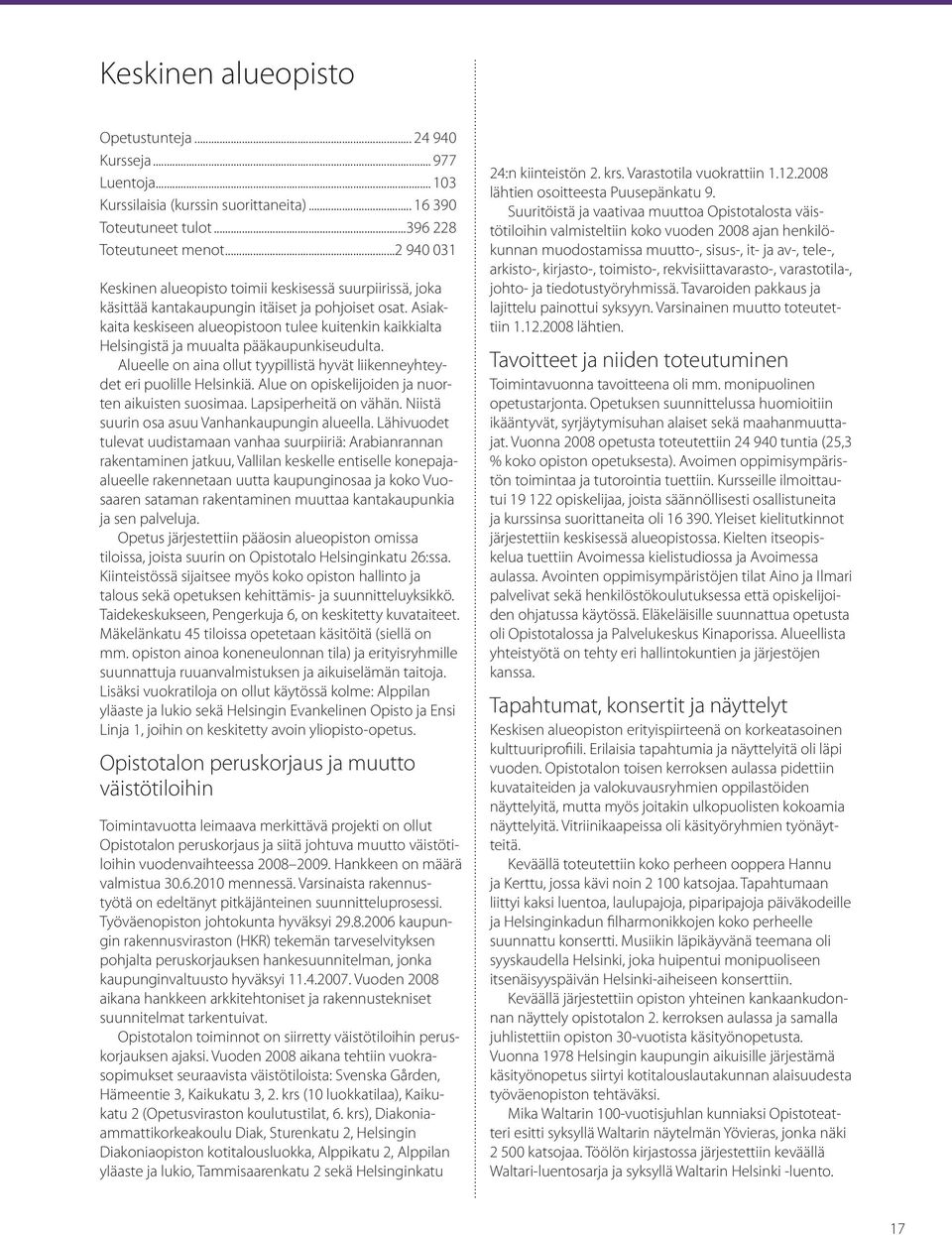 Asiakkaita keskiseen alueopistoon tulee kuitenkin kaikkialta Helsingistä ja muualta pääkaupunkiseudulta. Alueelle on aina ollut tyypillistä hyvät liikenneyhteydet eri puolille Helsinkiä.