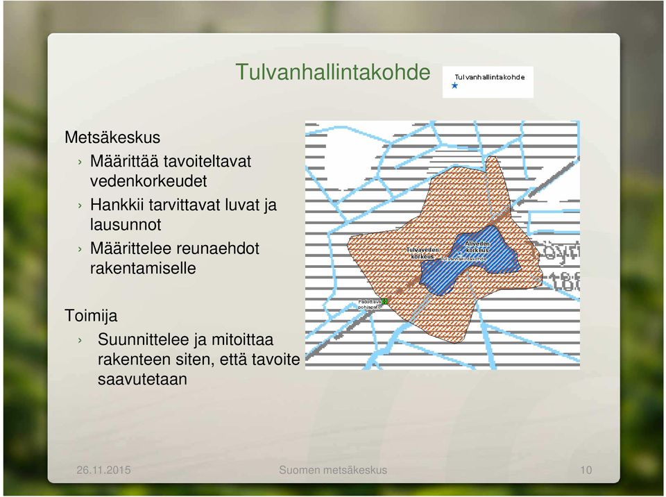 Määrittelee reunaehdot rakentamiselle Toimija Suunnittelee ja