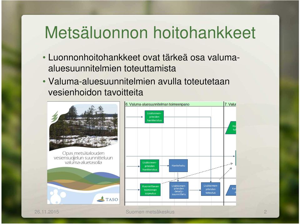 toteuttamista Valuma-aluesuunnitelmien avulla