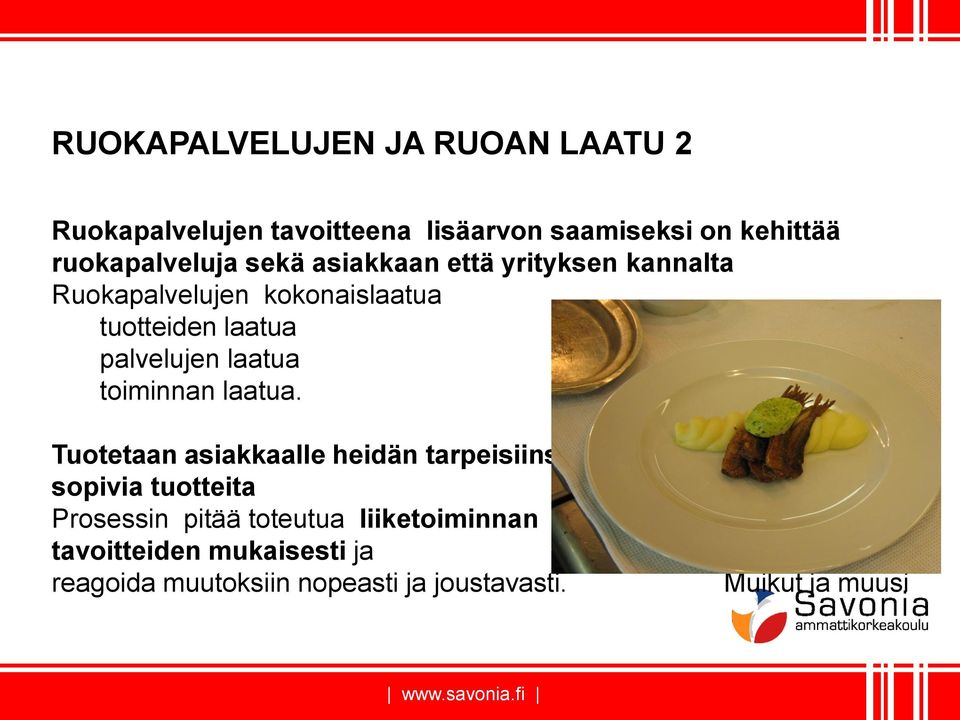 palvelujen laatua toiminnan laatua.