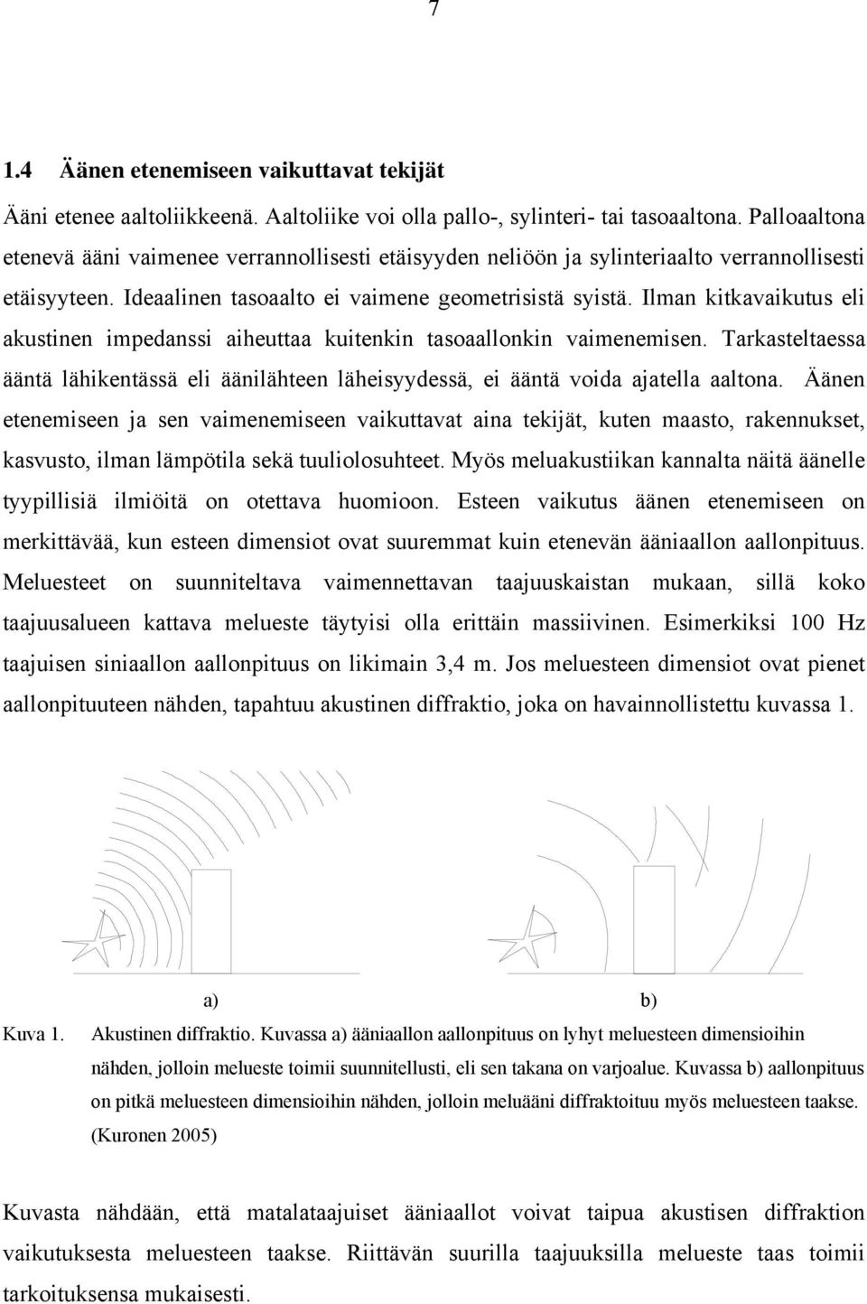 Ilman kitkavaikutus eli akustinen impedanssi aiheuttaa kuitenkin tasoaallonkin vaimenemisen. Tarkasteltaessa ääntä lähikentässä eli äänilähteen läheisyydessä, ei ääntä voida ajatella aaltona.