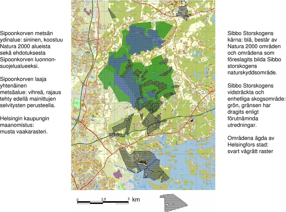 Helsingin kaupungin maanomistus: musta vaakarasteri.
