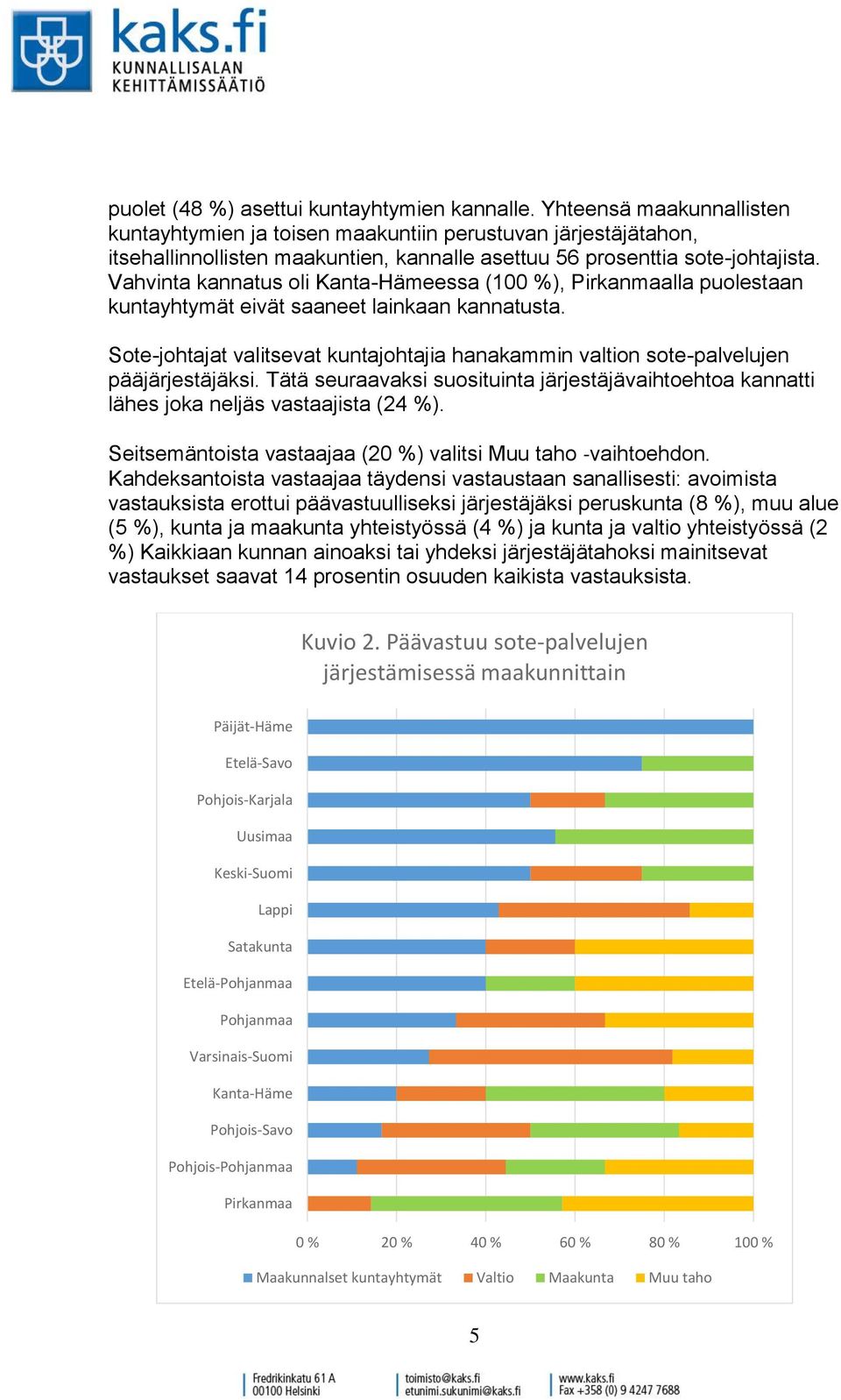 Vahvinta kannatus oli Kanta-Hämeessa (100 %), Pirkanmaalla puolestaan kuntayhtymät eivät saaneet lainkaan kannatusta.