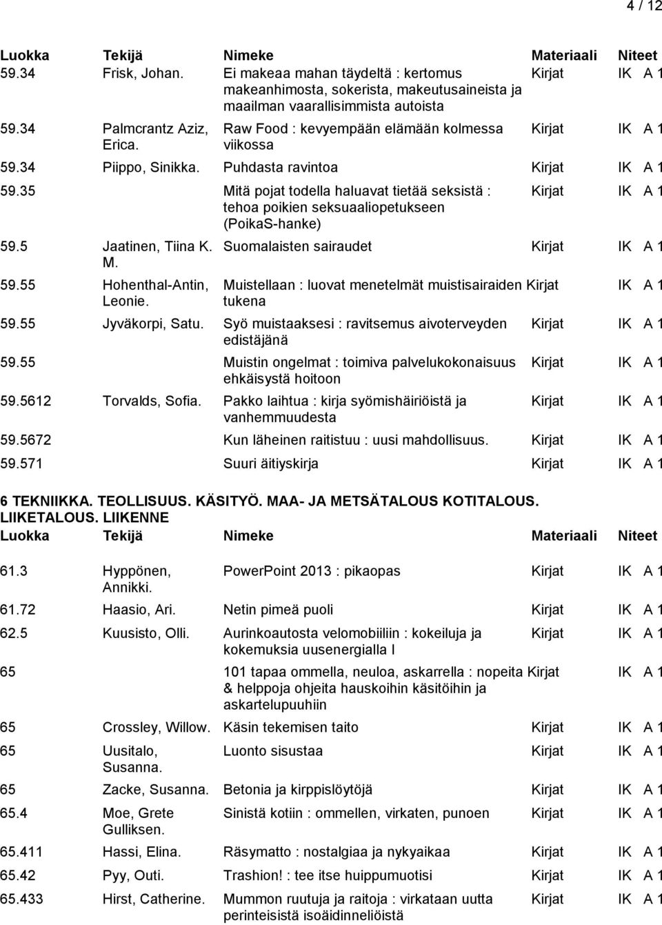 35 Mitä pojat todella haluavat tietää seksistä : Kirjat IK A 1 tehoa poikien seksuaaliopetukseen (PoikaS-hanke) 59.