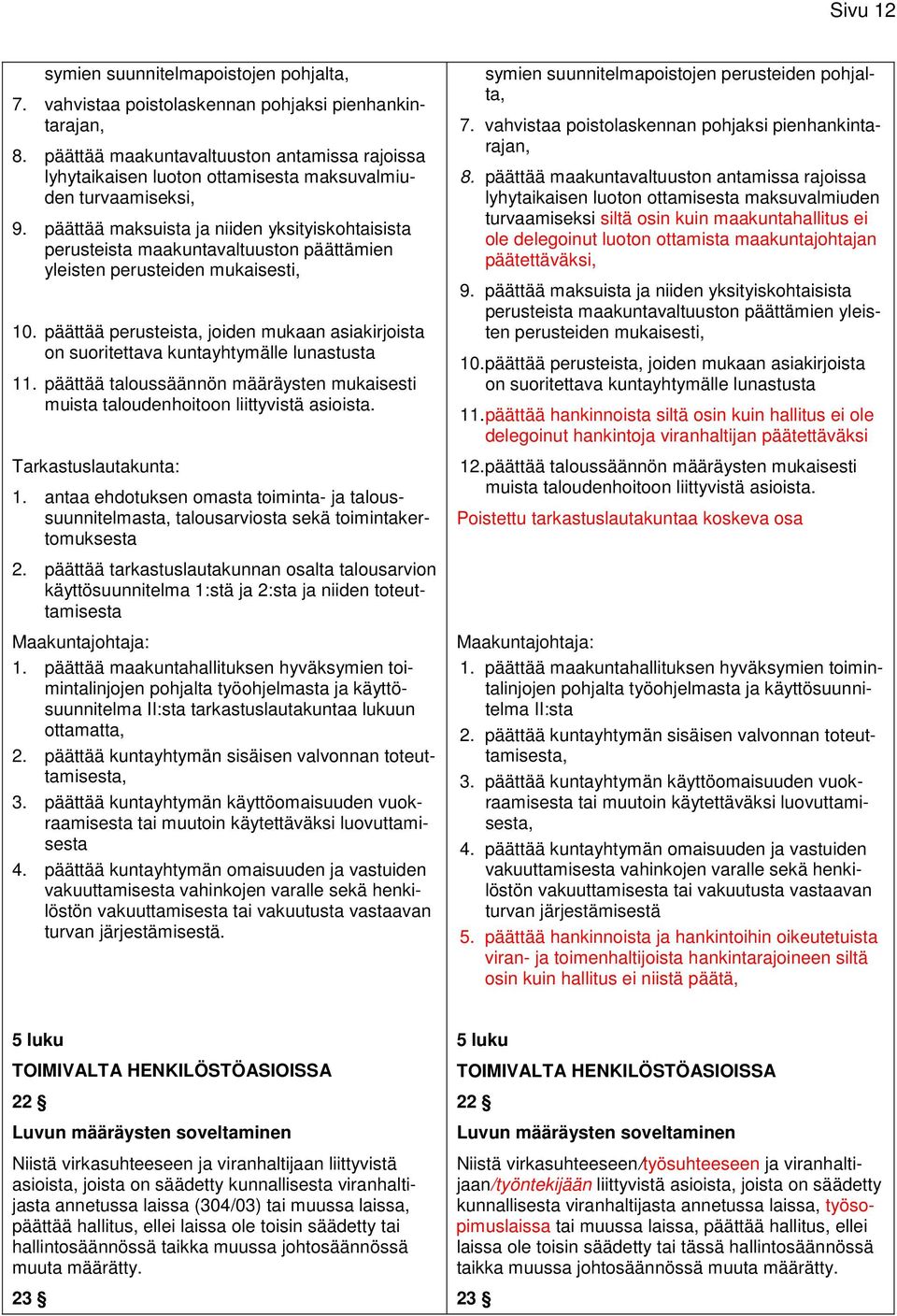 päättää maksuista ja niiden yksityiskohtaisista perusteista maakuntavaltuuston päättämien yleisten perusteiden mukaisesti, 10.