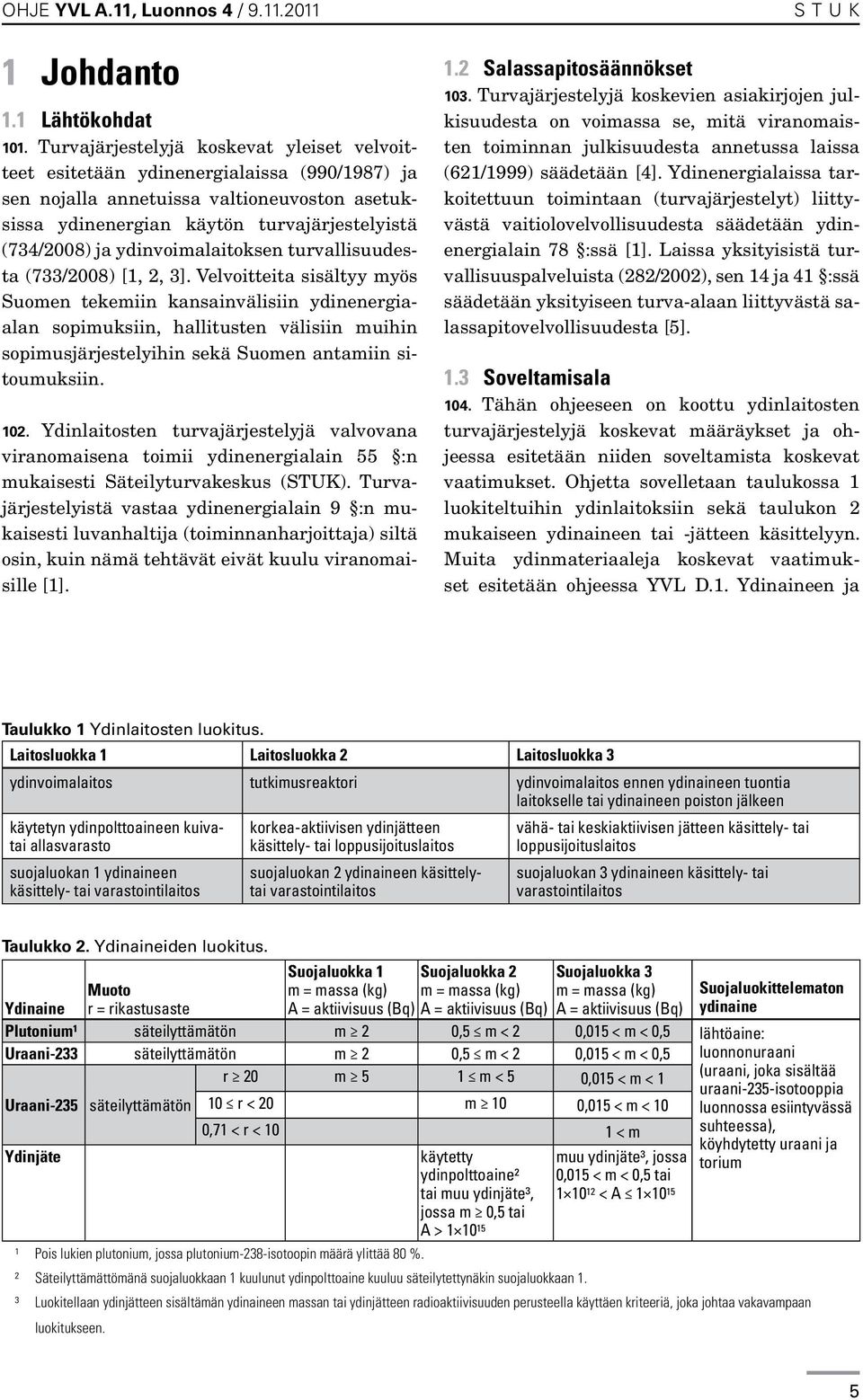 ydinvoimalaitoksen turvallisuudesta (733/2008) [1, 2, 3].