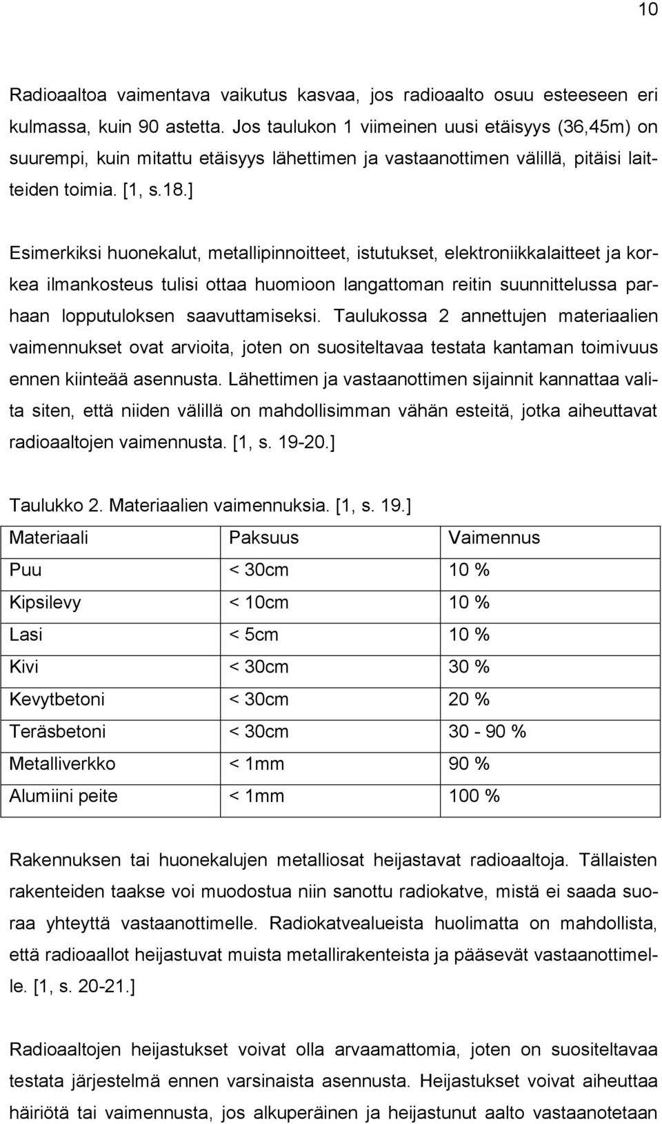 ] Esimerkiksi huonekalut, metallipinnoitteet, istutukset, elektroniikkalaitteet ja korkea ilmankosteus tulisi ottaa huomioon langattoman reitin suunnittelussa parhaan lopputuloksen saavuttamiseksi.