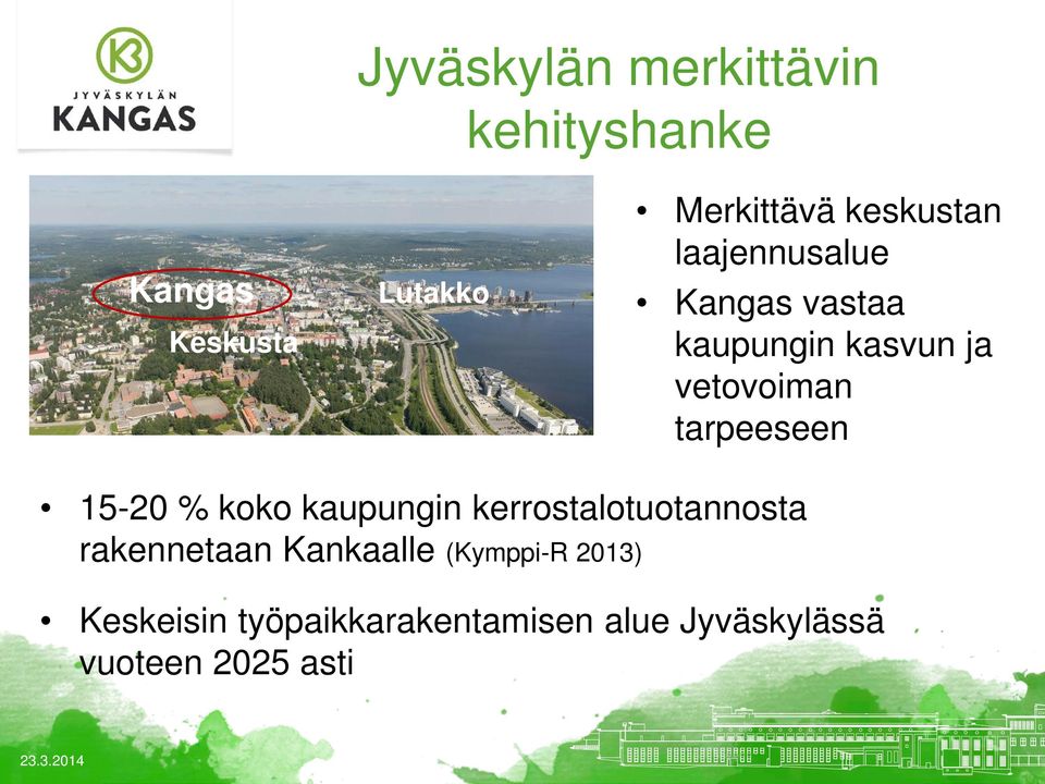 tarpeeseen 15-20 % koko kaupungin kerrostalotuotannosta rakennetaan