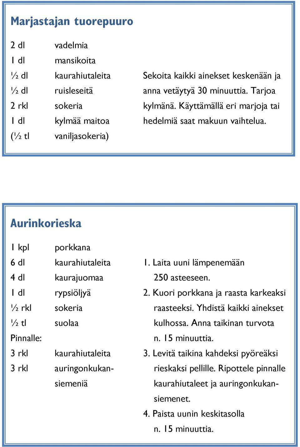 Laita uuni lämpenemään 4 dl kaurajuomaa 250 asteeseen. 1 dl rypsiöljyä 2. Kuori porkkana ja raasta karkeaksi ½ rkl sokeria raasteeksi. Yhdistä kaikki ainekset ½ tl suolaa kulhossa.