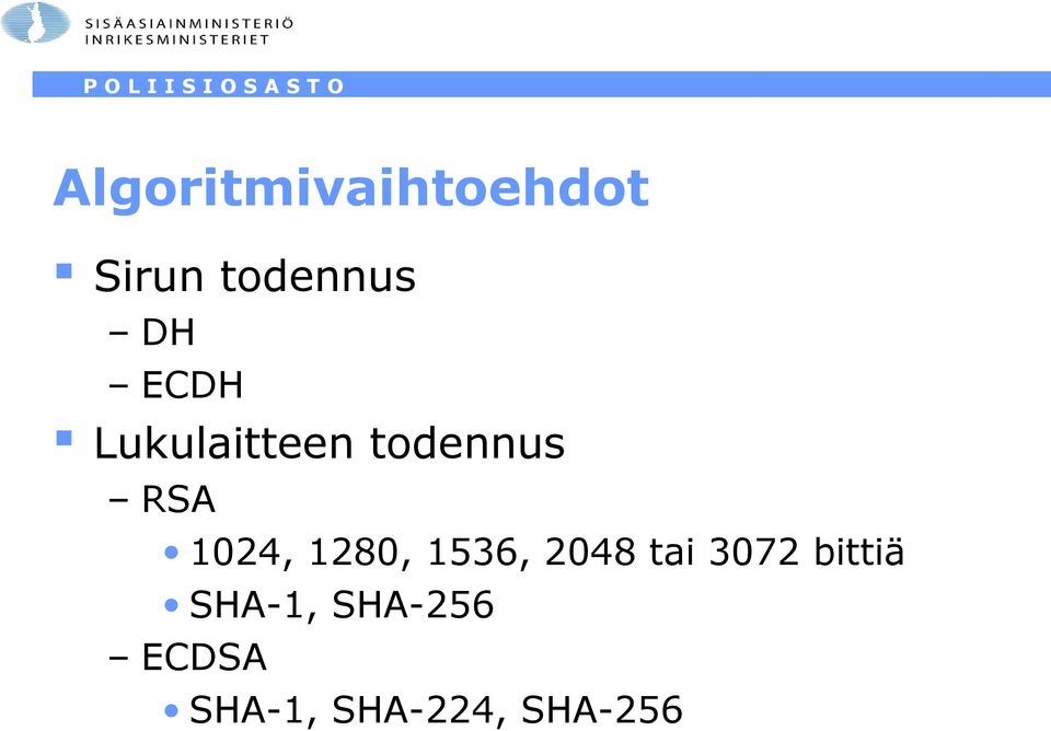 1280, 1536, 2048 tai 3072 bittiä