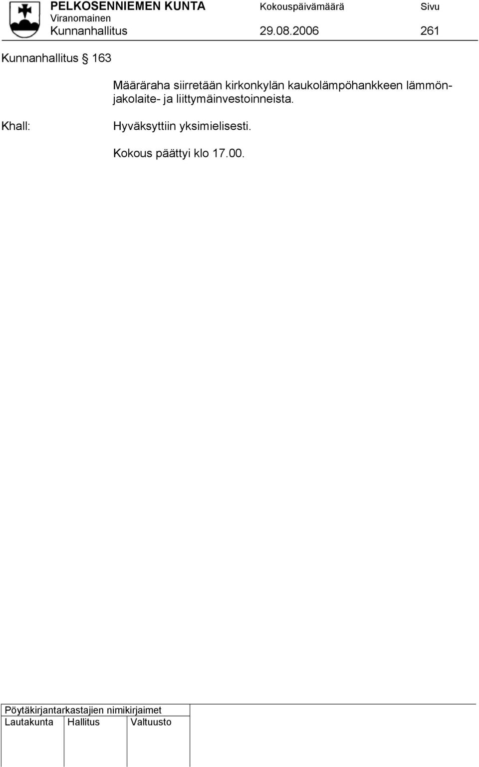siirretään kirkonkylän kaukolämpöhankkeen