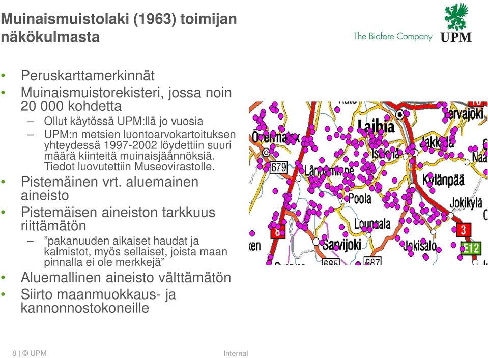 Tiedot luovutettiin Museovirastolle. Pistemäinen vrt.