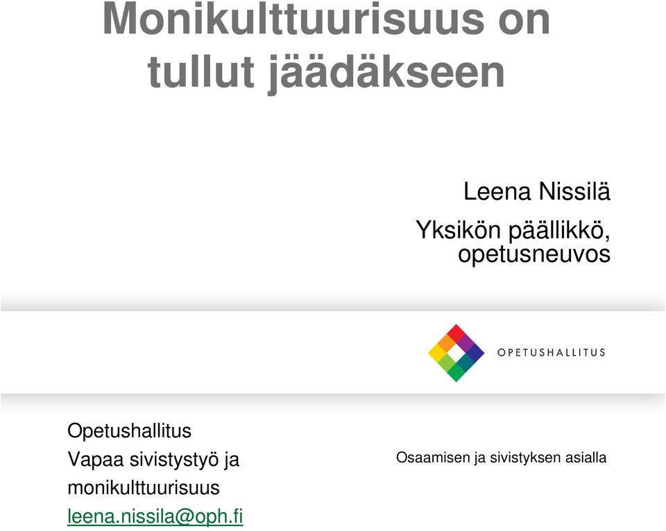 Opetushallitus Vapaa sivistystyö ja