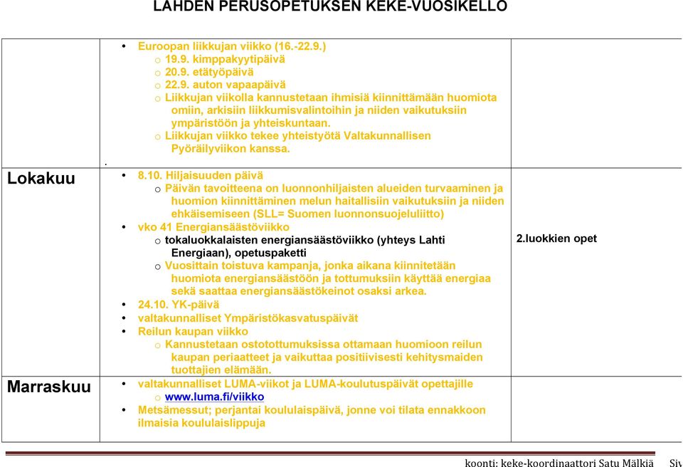 o Liikkujan viikko tekee yhteistyötä Valtakunnallisen Pyöräilyviikon kanssa.. Lokakuu 8.10.