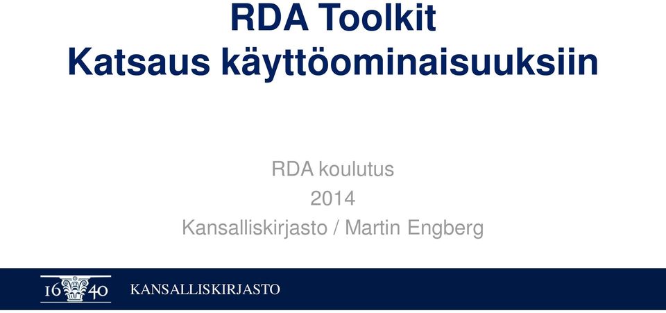 RDA koulutus 2014