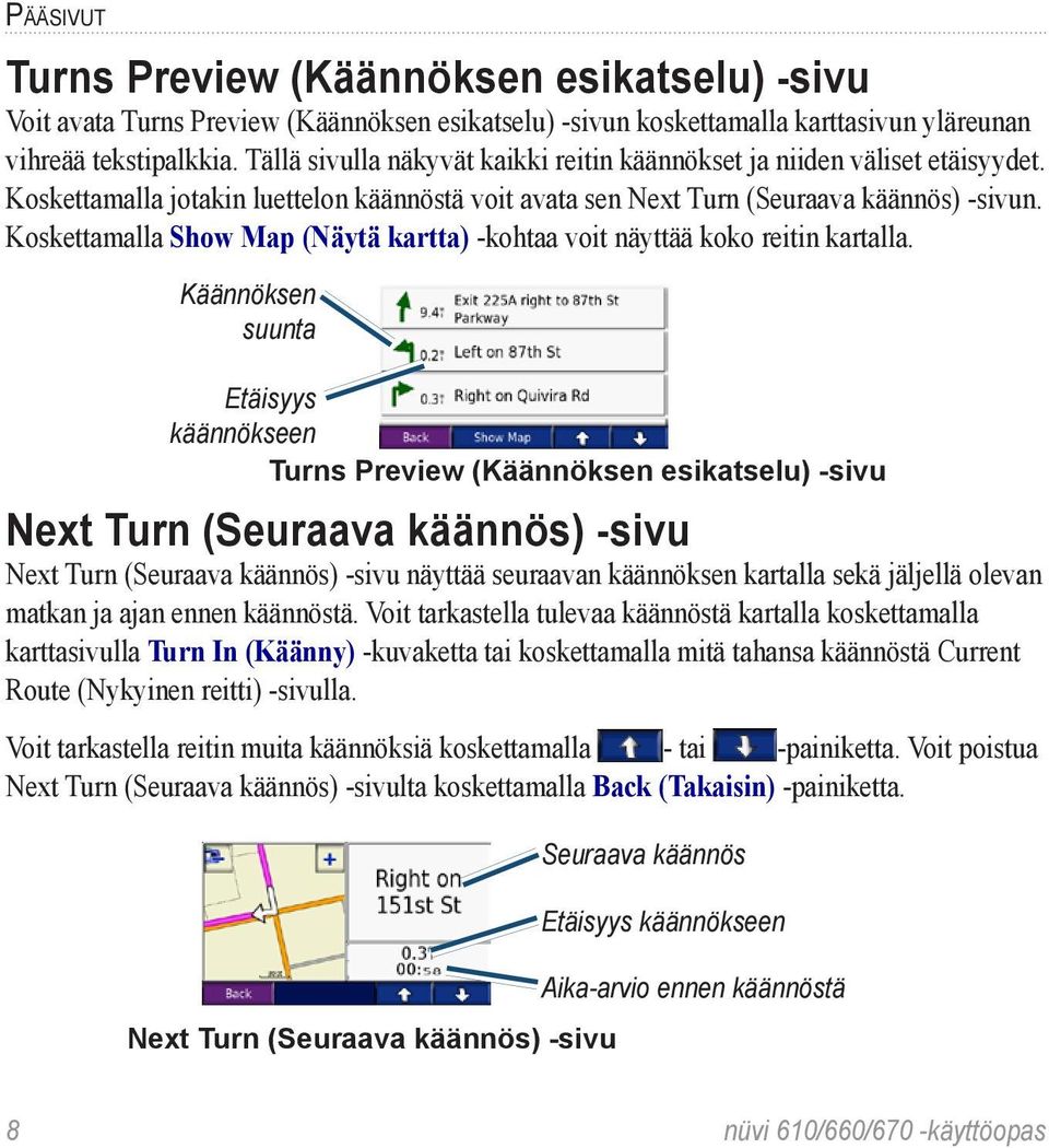 Koskettamalla Show Map (Näytä kartta) -kohtaa voit näyttää koko reitin kartalla.