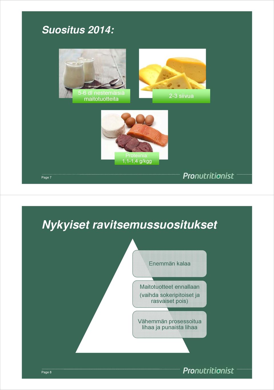 Enemmän kalaa Maitotuotteet ennallaan (vaihda sokeripitoiset ja