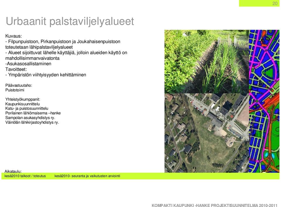 viihtyisyyden kehittäminen Päävastuutaho: Puistotoimi Yhteistyökumppanit: Kaupunkisuunnittelu Katu- ja puistosuunnittelu Porilainen