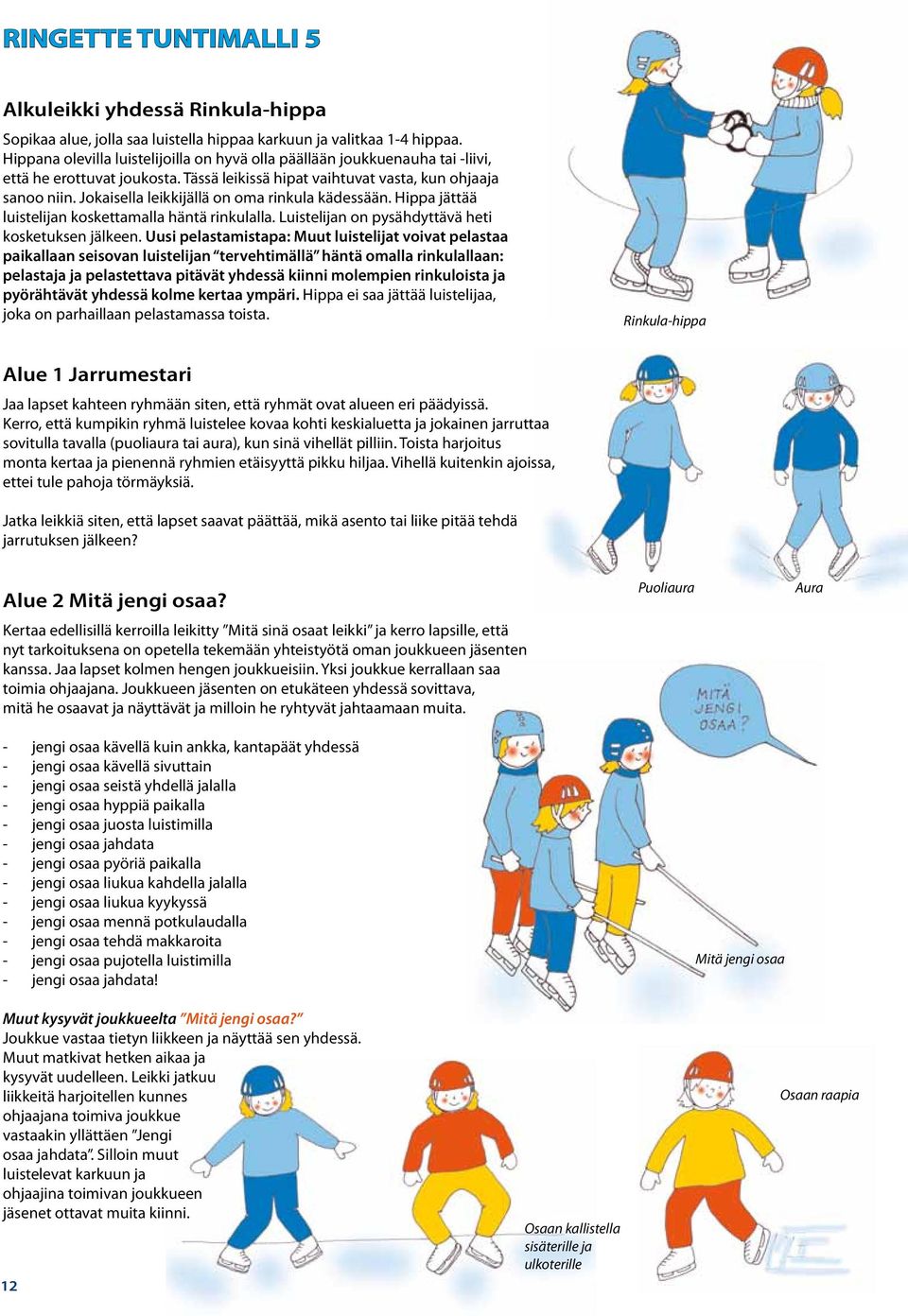 Jokaisella leikkijällä on oma rinkula kädessään. Hippa jättää luistelijan koskettamalla häntä rinkulalla. Luistelijan on pysähdyttävä heti kosketuksen jälkeen.