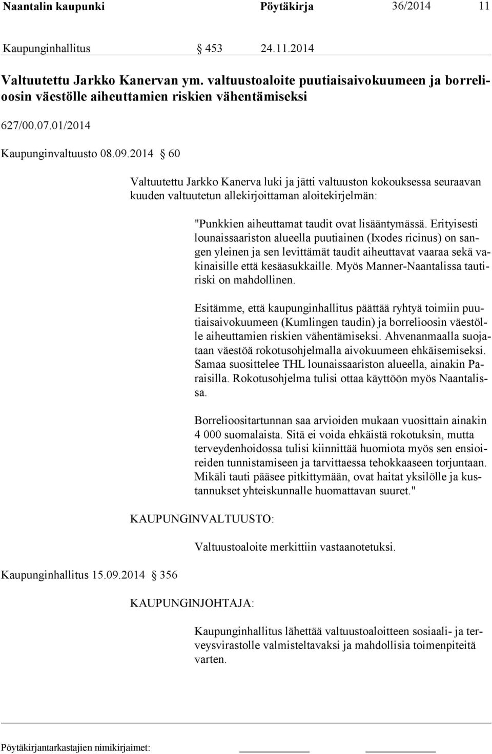 2014 60 Kaupunginhallitus 15.09.