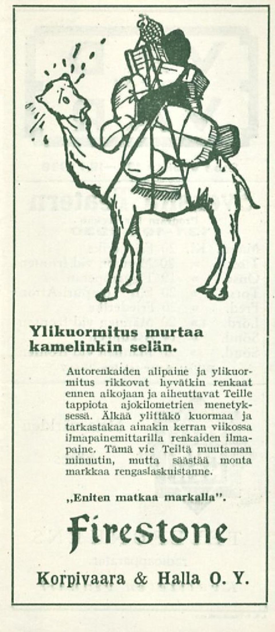 tappiota ajokilometrien menetyksessä.