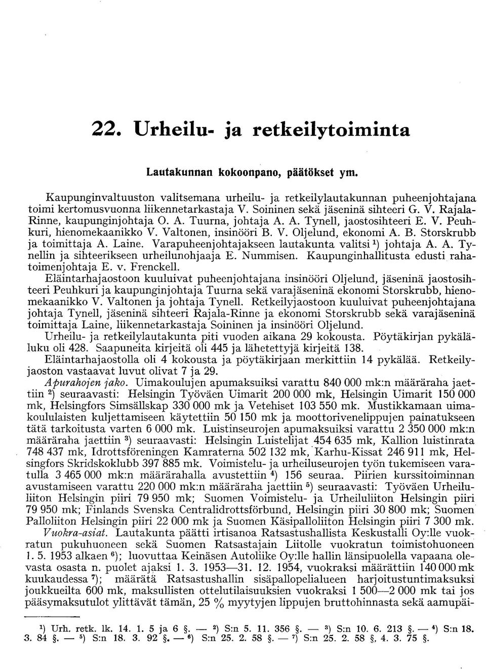 B. Storskrubb ja toimittaja A. Laine. Varapuheenjohtajakseen lautakunta valitsi 1 ) johtaja A. A. Tynellin ja sihteerikseen urheilunohjaaja E. Nummisen. Kaupunginhallitusta edusti rahatoimenjohtaja E.