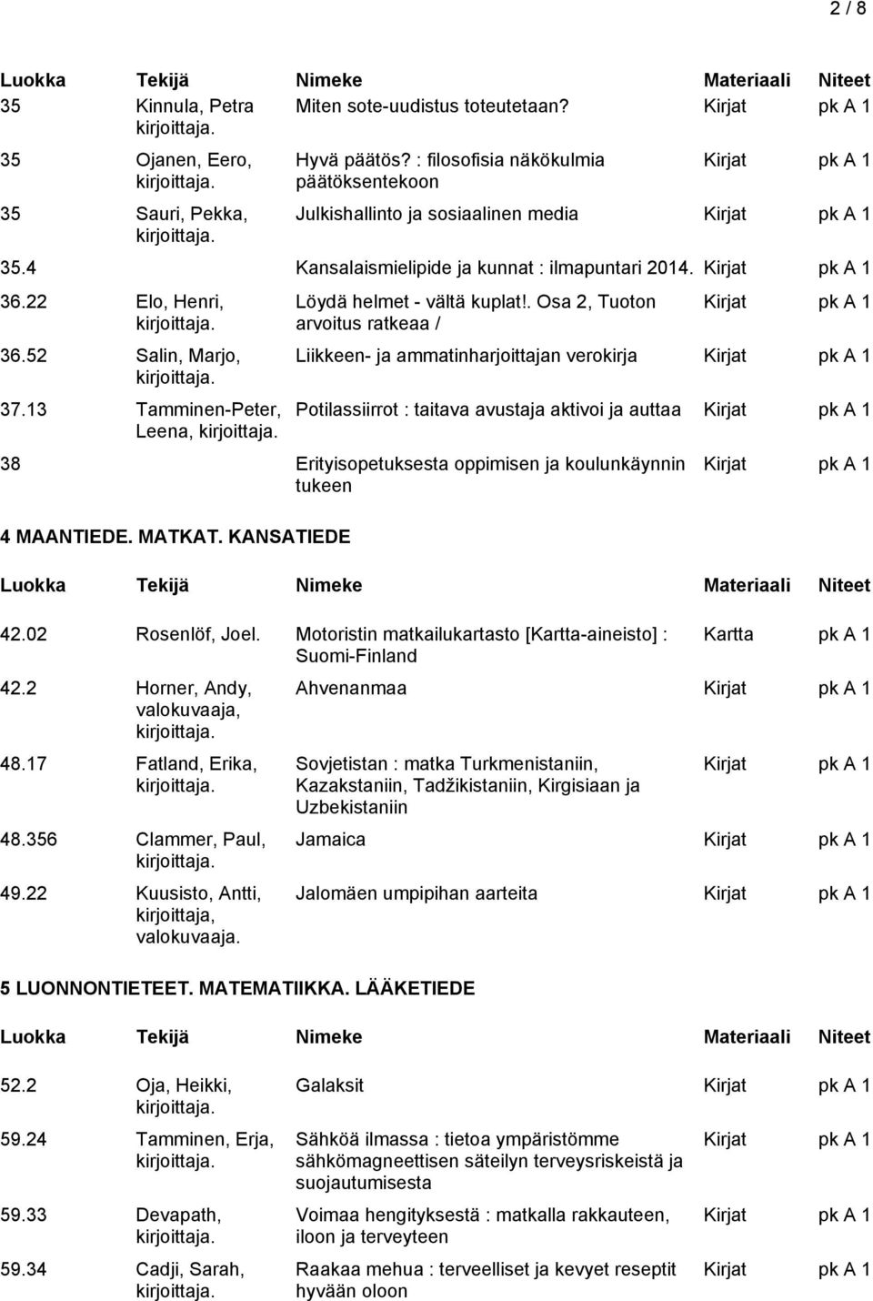 . Osa 2, Tuoton arvoitus ratkeaa / Liikkeen- ja ammatinharjoittajan verokirja Potilassiirrot : taitava avustaja aktivoi ja auttaa 38 Erityisopetuksesta oppimisen ja koulunkäynnin tukeen 4 MAANTIEDE.