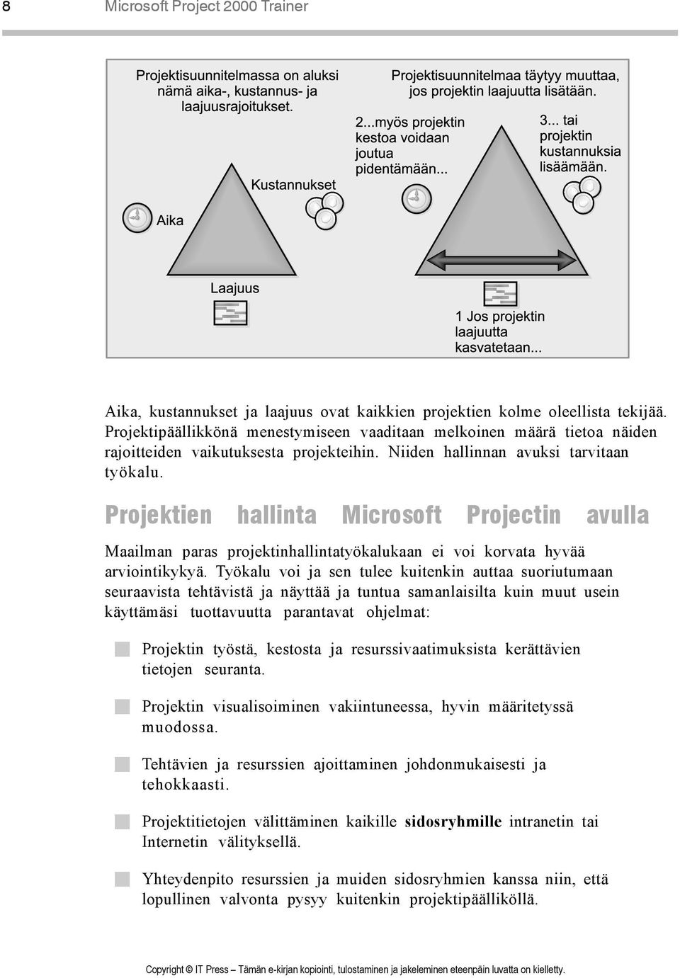 Projektien hallinta Microsoft Projectin avulla Maailman paras projektinhallintatyökalukaan ei voi korvata hyvää arviointikykyä.