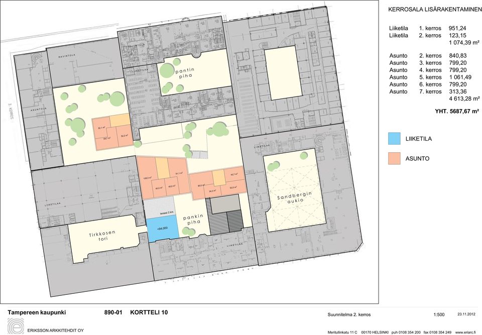 5687,67 m² 52,1 m 2 59,7 m 2 52,2 m 2 LIIKETILA ASUNTO 109,3 m 2 91,1 m 2 43,7 m 2 40,0 m 2 40,0 m 2