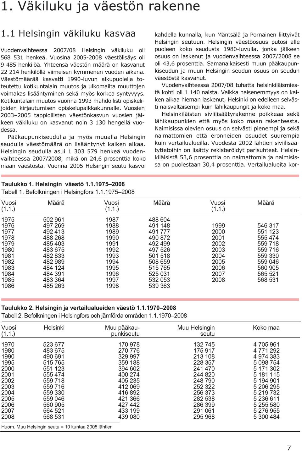 Väestömäärää kasvatti 199-luvun alkupuolella toteutettu kotikuntalain muutos ja ulkomailta muuttojen voimakas lisääntyminen sekä myös korkea syntyvyys.