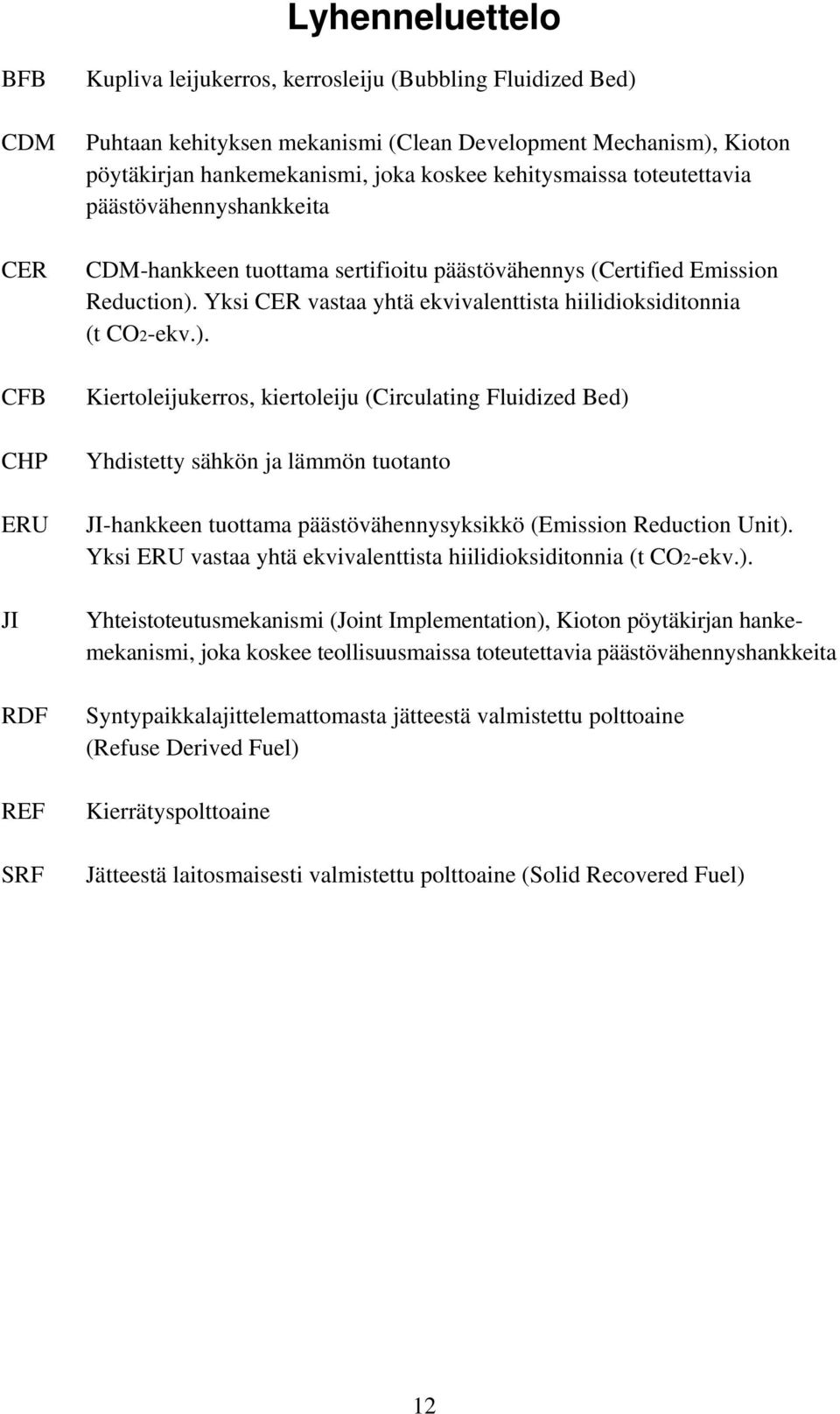 Yksi CER vastaa yhtä ekvivalenttista hiilidioksiditonnia (t CO2-ekv.).