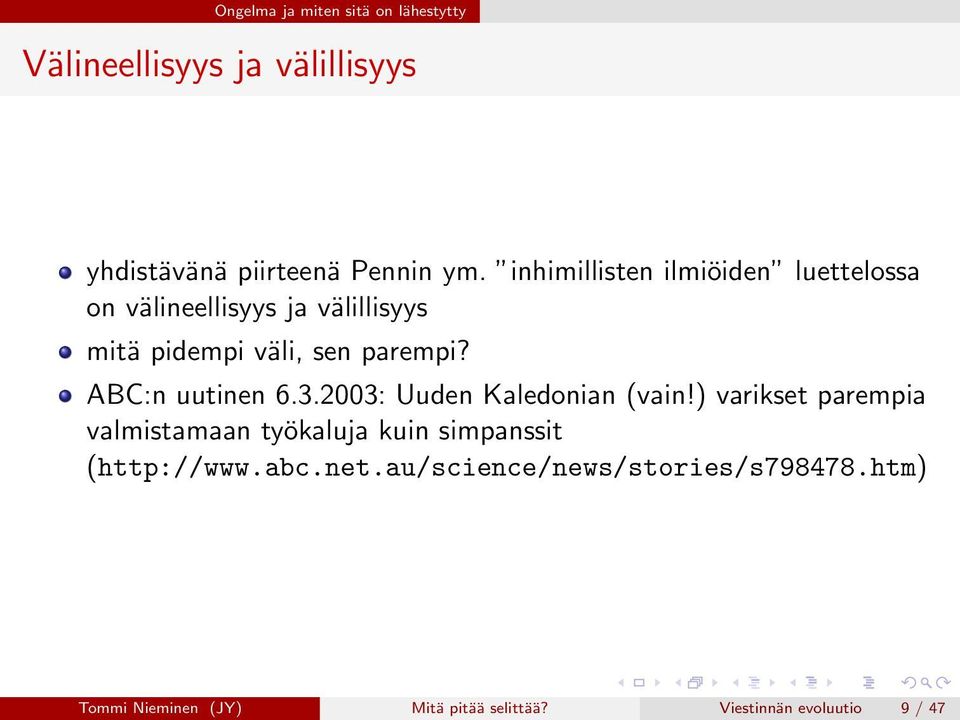 ABC:n uutinen 6.3.2003: Uuden Kaledonian (vain!