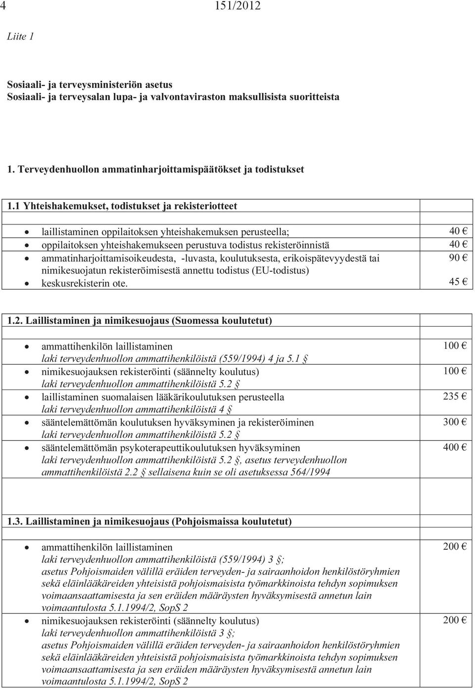 1 Yhteishakemukset, todistukset ja rekisteriotteet laillistaminen oppilaitoksen yhteishakemuksen perusteella; 40 oppilaitoksen yhteishakemukseen perustuva todistus rekisteröinnistä 40