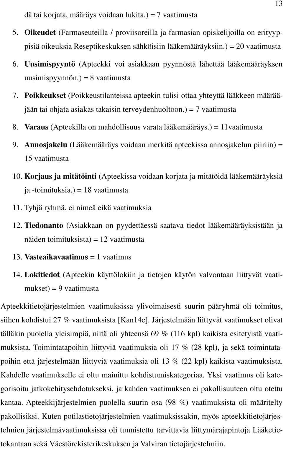 Uusimispyyntö (Apteekki voi asiakkaan pyynnöstä lähettää lääkemääräyksen uusimispyynnön.) = 8 vaatimusta 7.