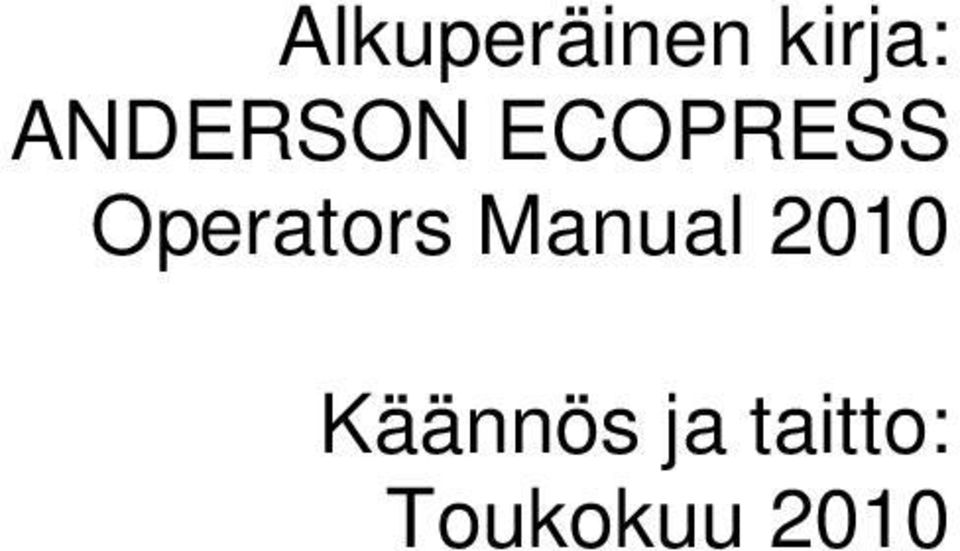 Operators Manual 2010