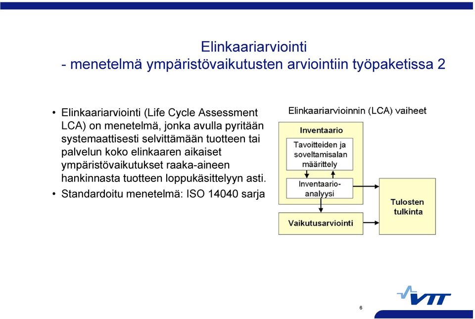 systemaattisesti selvittämään tuotteen tai palvelun koko elinkaaren aikaiset