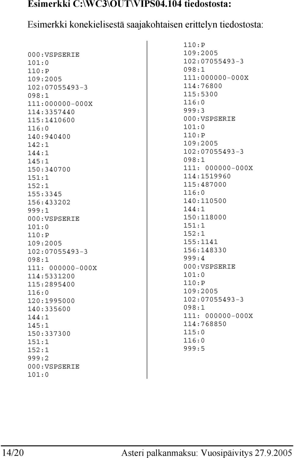 144:1 145:1 150:340700 151:1 152:1 155:3345 156:433202 999:1 000:VSPSERIE 101:0 110:P 109:2005 102:07055493-3 098:1 111: 000000-000X 114:5331200 115:2895400 116:0 120:1995000 140:335600 144:1 145:1