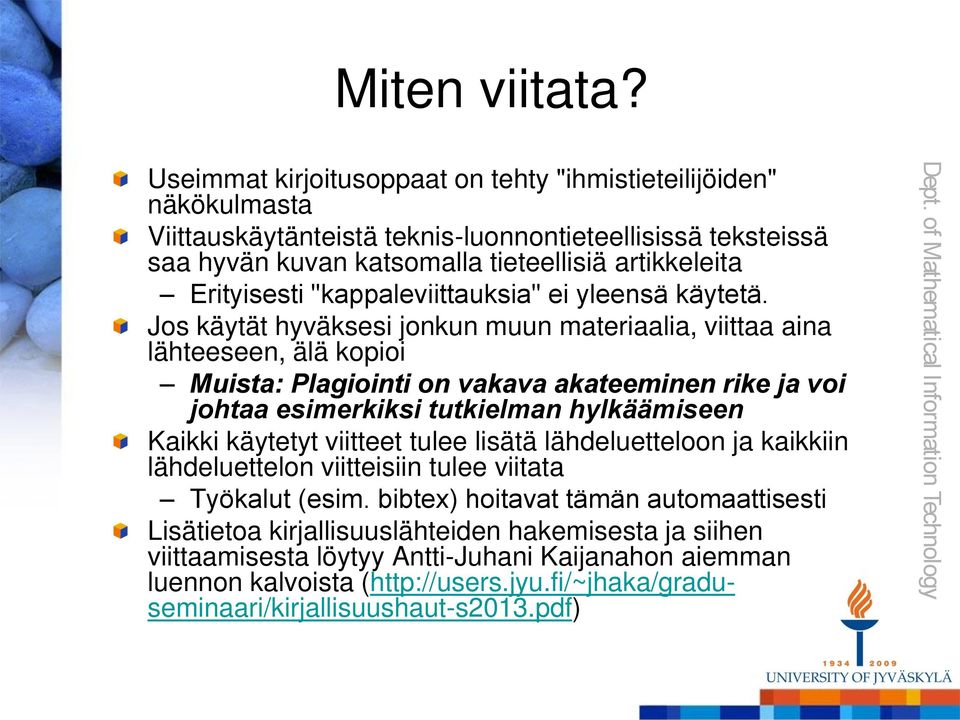 "kappaleviittauksia" ei yleensä käytetä.