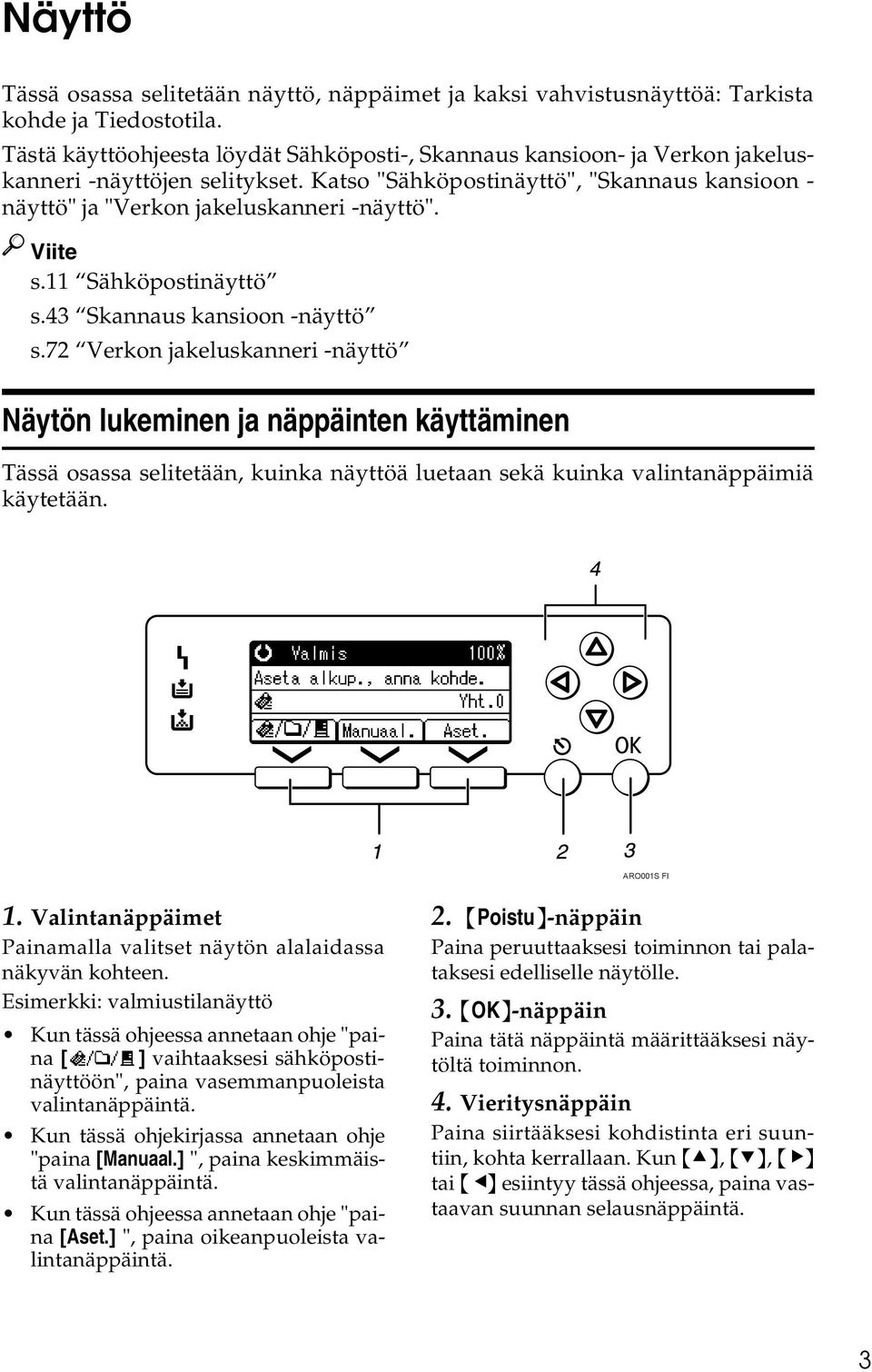 Viite s.11 Sähköpostinäyttö s.43 Skannaus kansioon -näyttö s.