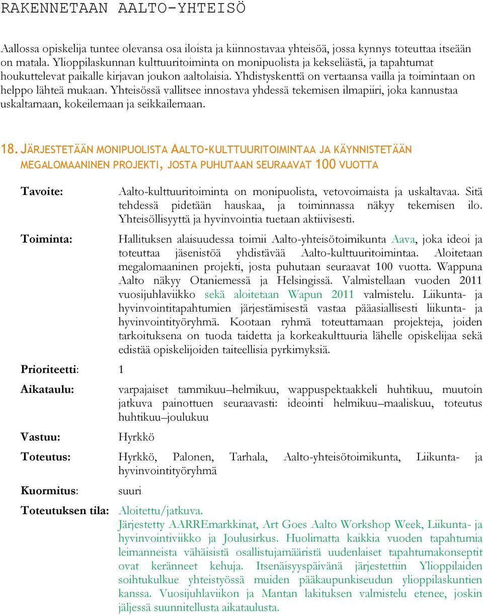 Yhdistyskenttä on vertaansa vailla ja toimintaan on helppo lähteä mukaan. Yhteisössä vallitsee innostava yhdessä tekemisen ilmapiiri, joka kannustaa uskaltamaan, kokeilemaan ja seikkailemaan. 18.