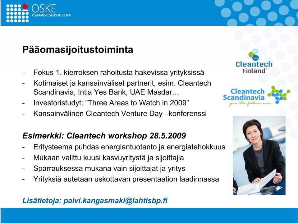 konferenssi Esimerkki: Cleantech workshop 28.5.