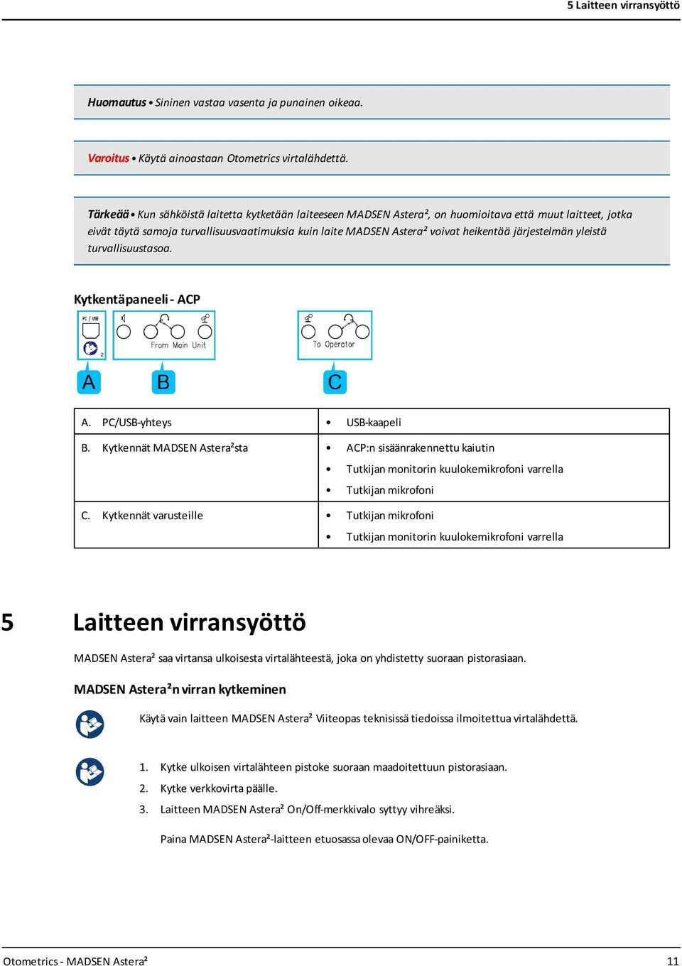 järjestelmän yleistä turvallisuustasoa. Kytkentäpaneeli - ACP A. PC/USB-yhteys USB-kaapeli B.