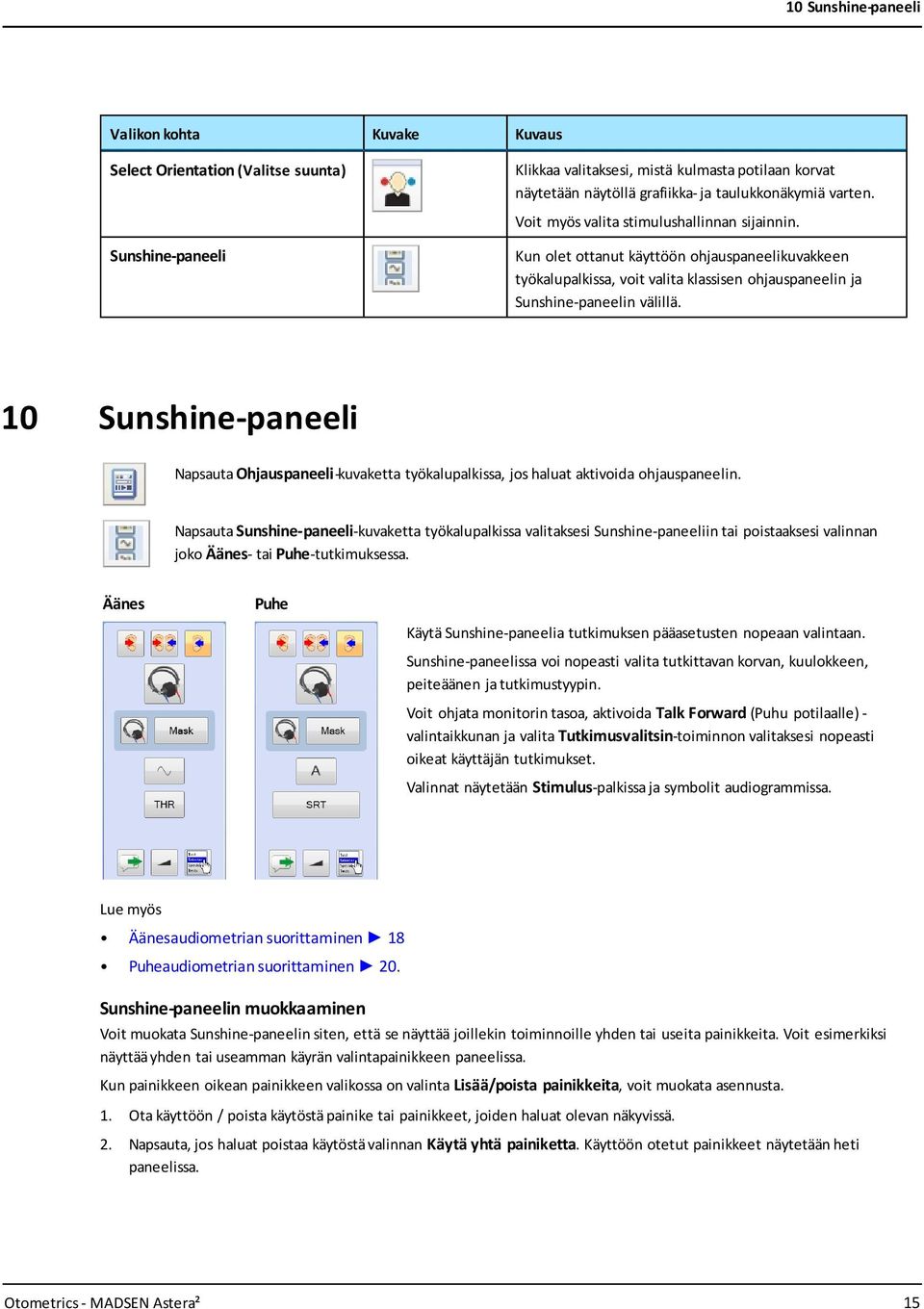 Kun olet ottanut käyttöön ohjauspaneelikuvakkeen työkalupalkissa, voit valita klassisen ohjauspaneelin ja Sunshine-paneelin välillä.